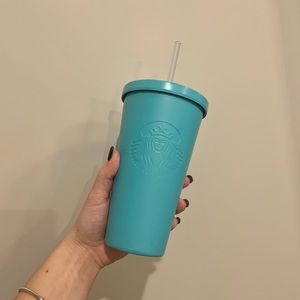 Starbucks 2016 matte Tiffany blue stainless steel 16 oz tumbler cold cup